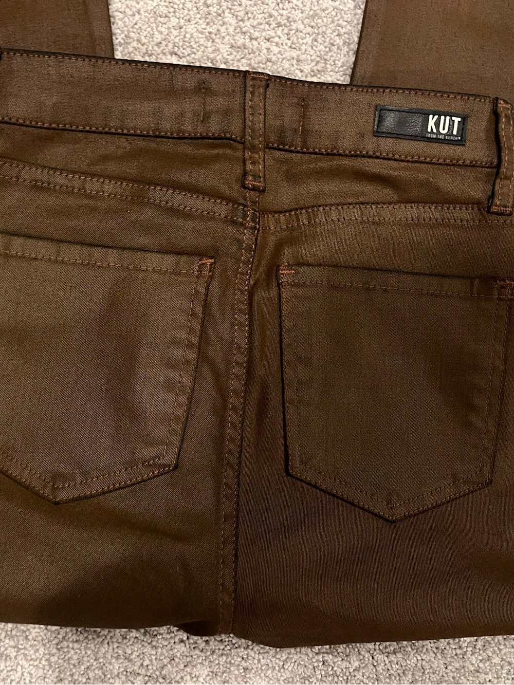 KUT From The Kloth Brown Coated High Rise Button Fly Jeans Size 00